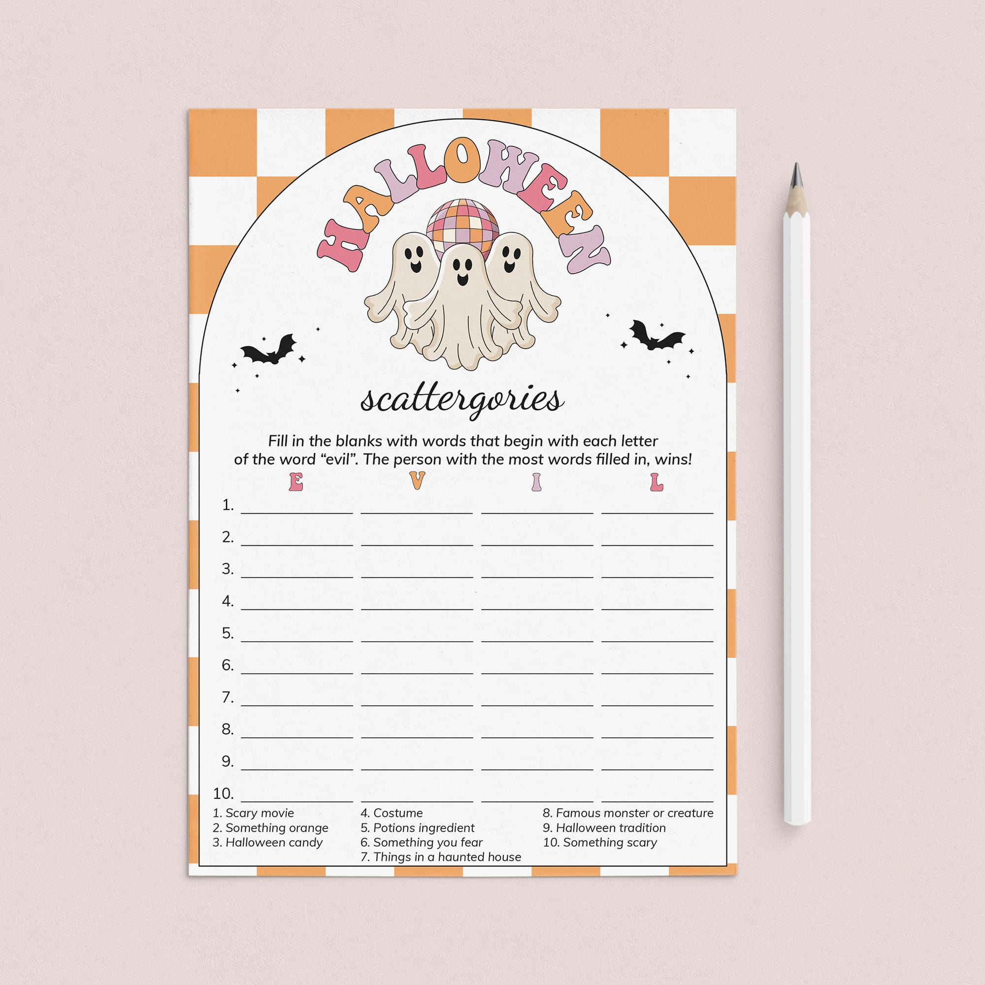 Retro Spooky Halloween Party Scattergories Game Download. by LittleSizzle