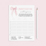 First Birthday Scattergories Game Printable Pink Bow Theme by LittleSizzle