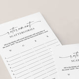 Retirement Scattergories Catergories Game | Digital Download