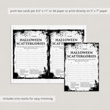 Scattergories Halloween Party Game Printable | Eerie Grunge
