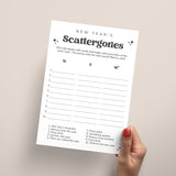 Black & White New Year's Game Scattergories Printable