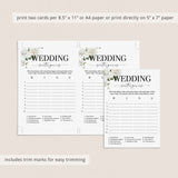 Wedding Scattergories Printable Game White Floral