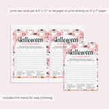 Pink Ghosts Halloween Party Game Scattergories Printable