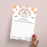 Retro Spooky Bachelorette Scattergories Game Card Printable