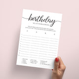 Printable Birthday Scattergories Game for Women