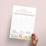 Wildflower 1st Birthday Game for Girl Scattergories