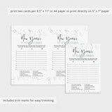 Silver New Year Game Scattergories Printable