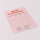 Bridal Shower Scattergories Categories Game Printable Pink and Red