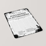 Scattergories Halloween Party Game Printable | Eerie Grunge