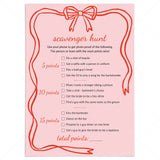 Bachelorette Scavenger Hunt Game Printable Pink Bow Wavy Border by LittleSizzle