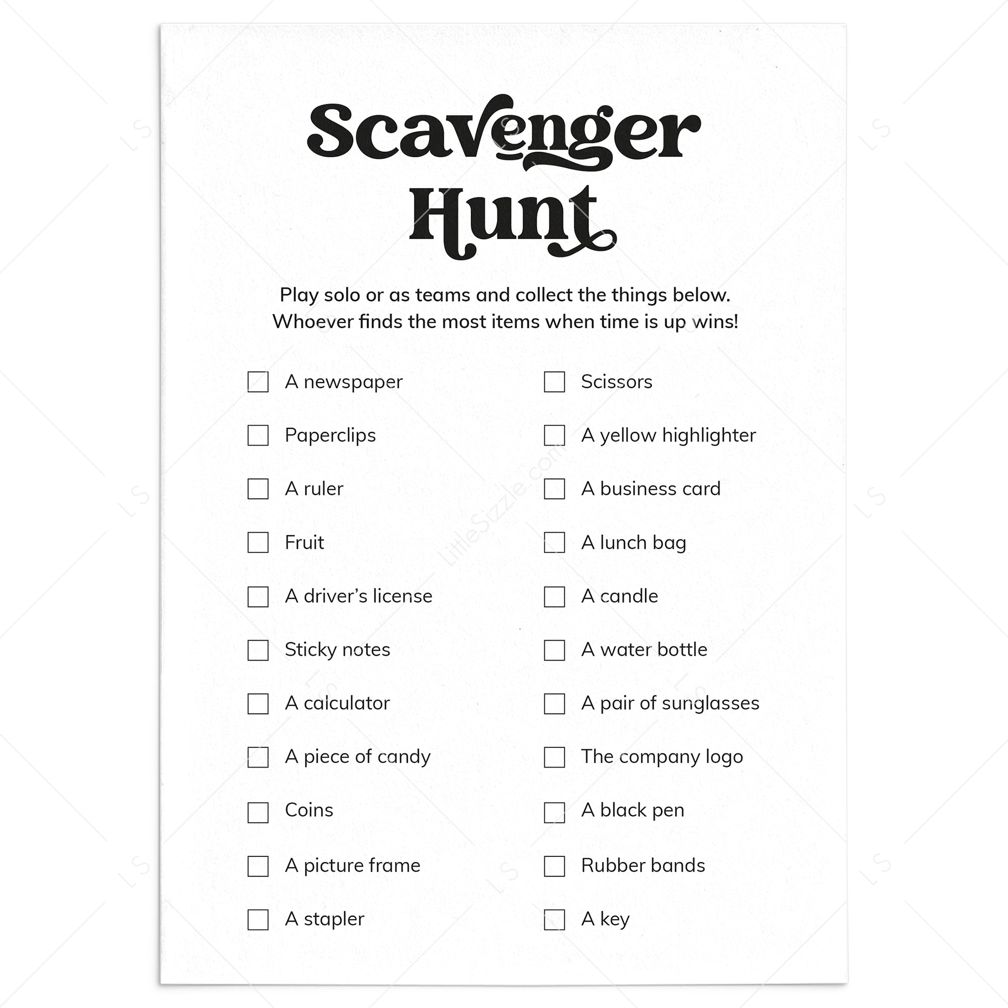 Workplace Scavenger Hunt Printable by LittleSizzle