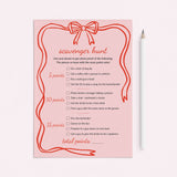 Bachelorette Scavenger Hunt Game Printable Pink Bow Wavy Border by LittleSizzle