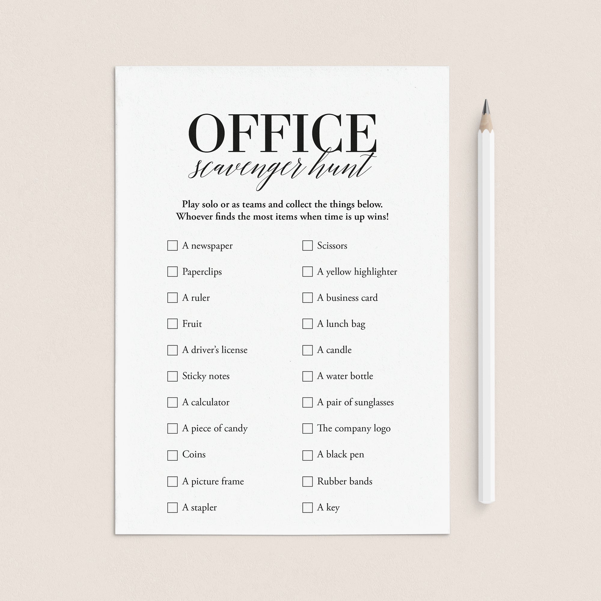 Office Scavenger Hunt Cards Printable by LittleSizzle