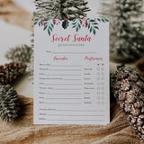 Printable Holiday Gift Exchange Secret Santa Questions