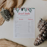 Printable Holiday Gift Exchange Secret Santa Questions