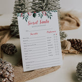 Printable Holiday Gift Exchange Secret Santa Questions