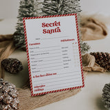 Printable Secret Santa Sheet Red Stripe