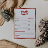 Printable Secret Santa Sheet Red Stripe