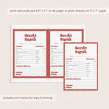 Printable Secret Santa Sheet Red Stripe