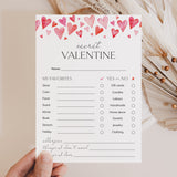 Simple Secret Valentine Form Printable