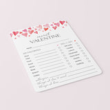 Simple Secret Valentine Form Printable