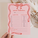Printable Secret Valentines Questions Secret Galentine