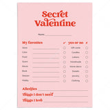 Secret Valentine Questionnaire Printable Valentine Gift Exchange by LittleSizzle