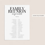Family Reunion Song Match With Answer Key Printable