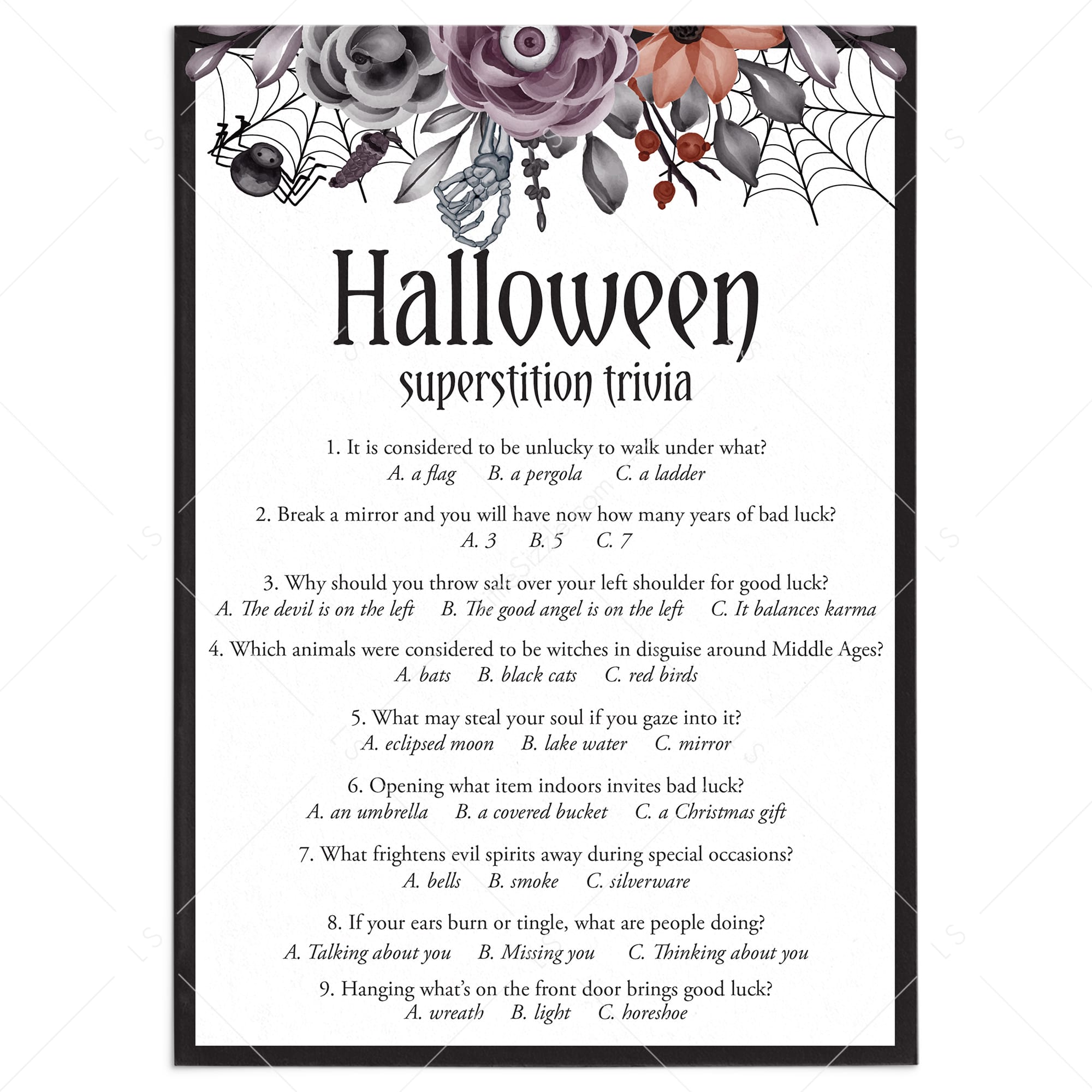 Superstition Trivia Questions and Answers Printable by LittleSizzle