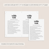 Table Talk Card Printable