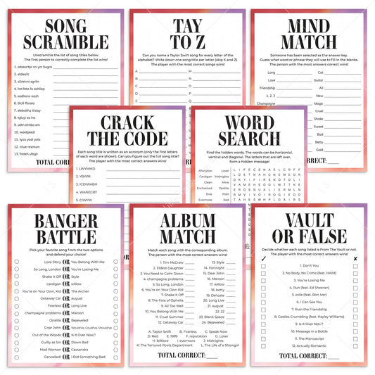 End of an Era Watch Party Games and Activities Printable | Eras Viewing Party by LittleSizzle