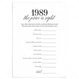 1989 The Price Is Right Game with Answers Printable by LittleSizzle