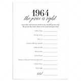 1964 The Price Is Right Game with Answers Printable by LittleSizzle