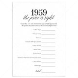 1959 The Price Is Right Game with Answers Printable by LittleSizzle