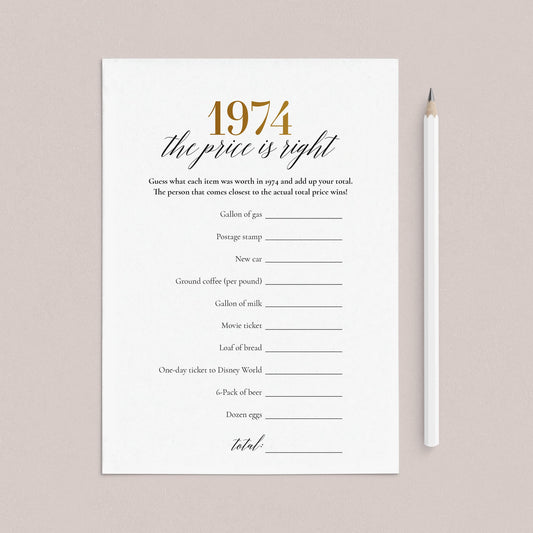 1974 The Price Is Right Game with Answers Printable by LittleSizzle