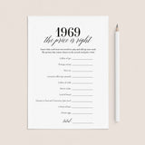 1969 The Price Is Right Game with Answers Printable by LittleSizzle