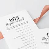 1979 The Price Is Right Game with Answers Printable
