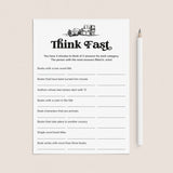 Printable Book Club Game Think Fast Digital Download by LittleSizzle