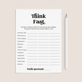 Think Fast Printable Game Icebreaker by LittleSizzle