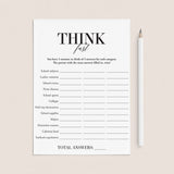 Class Reunion Game Think Fast Printable by LittleSizzle