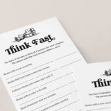 Printable Book Club Game Think Fast Digital Download
