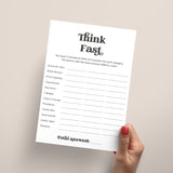 Think Fast Printable Game Icebreaker