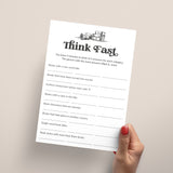 Printable Book Club Game Think Fast Digital Download
