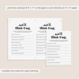 Printable Book Club Game Think Fast Digital Download