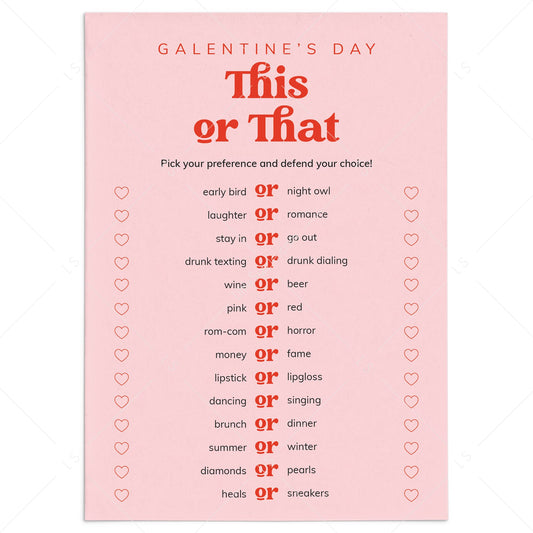Pink and Red Retro Bold Galentine's Day Game This or That by LittleSizzle