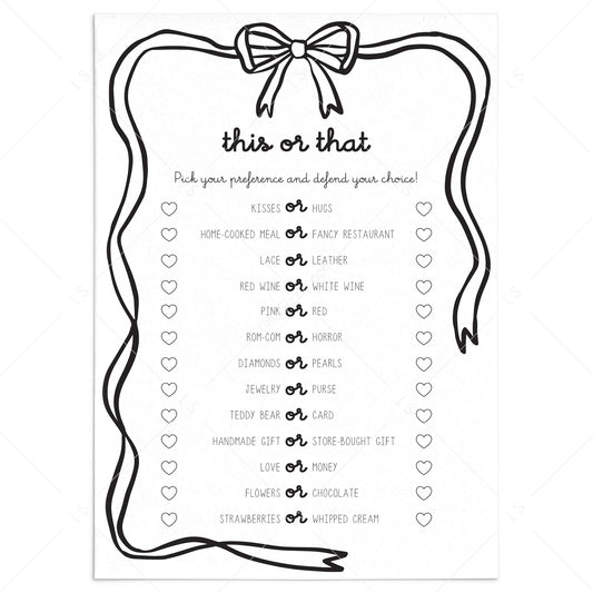 Valentine's Day This or That Printable Game by LittleSizzle
