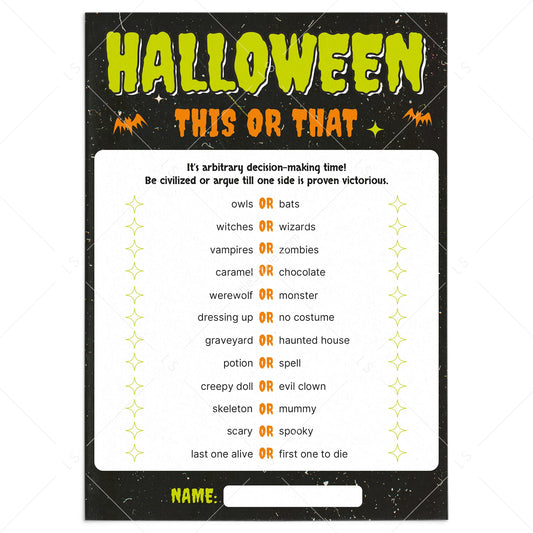 Fun Halloween This or That Game | Digital Download by LittleSizzle