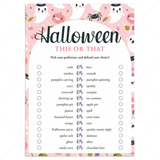 Non-Scary Halloween This or That Questions for Teen Girls by LittleSizzle