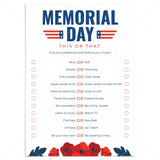 This or That Memorial Day Game Printable