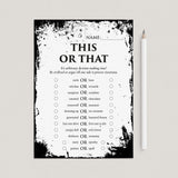 Horror Game For Halloween Party Printable This or That by LittleSizzle
